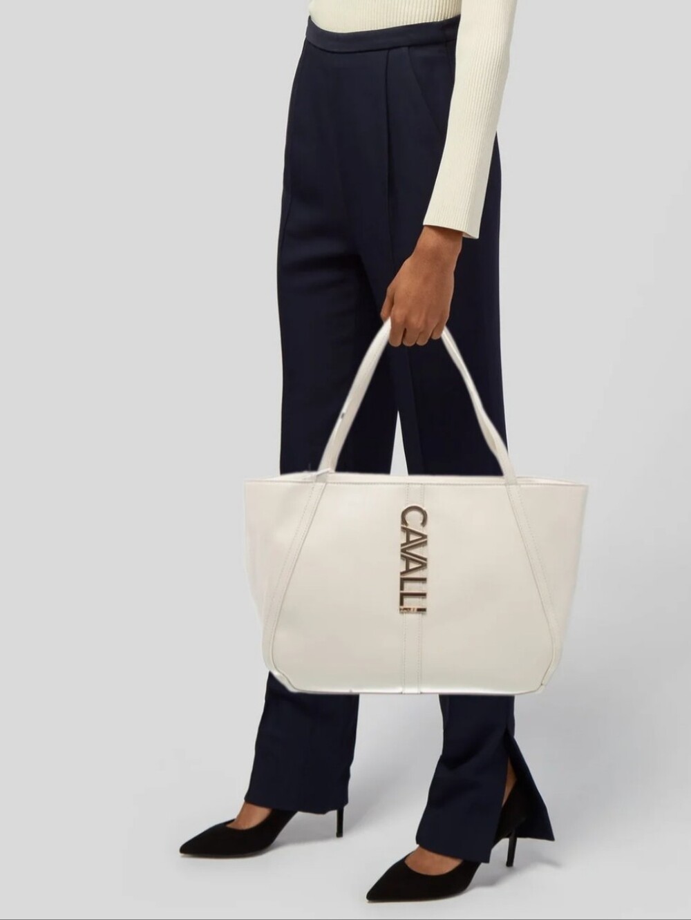Cavalli Ivory Tote Bag NWT - Women's Designer Shoulder Bag By Roberto Cavilli